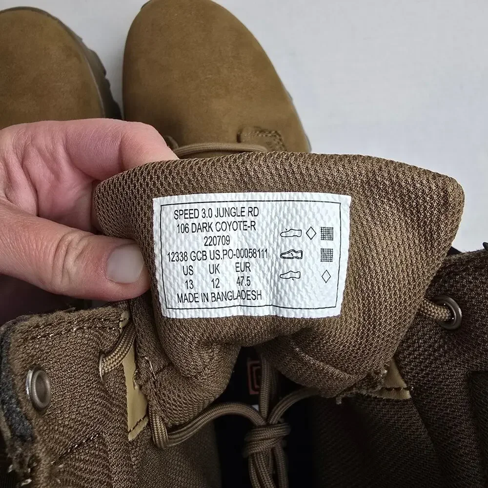5.11 Tactical Speed 3.0 Jungle RD Boots Size 13 Dark Coyote Lace Up Combat